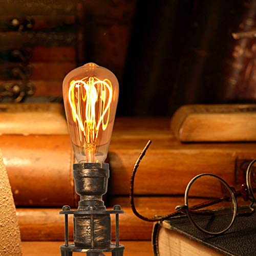 Decoluce Vintage Industrial Table Pipe Desk Lamp Retro Loft Rustic Steampunk Iron Without Edison Bulb,Antique Desk Lamps Bedside Living Room Bedroom Home Decor with Switch
