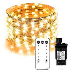 ELECWISH 33ft 100 LED String Lights Dimmable with Remote Control, IP65 Waterproof Decorative Lights for Bedroom Patio Garden Parties Wedding UL588 and TUVus Approved (Warm&White)