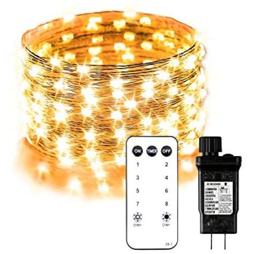 ELECWISH 33ft 100 LED String Lights Dimmable with Remote Control, IP65 Waterproof Decorative Lights for Bedroom Patio Garden Parties Wedding UL588 and TUVus Approved (Warm&White) ELECWISH 33ft 100 LED String Lights Dimmable with Remote Control, IP65 Waterproof Decorative Lights for Bedroom Patio Garden Parties Wedding UL588 and TUVus Approved (Warm&White)