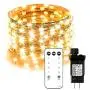 ELECWISH 33ft 100 LED String Lights Dimmable with Remote Control, IP65 Waterproof Decorative Lights for Bedroom Patio Garden Parties Wedding UL588 and TUVus Approved (Warm&White)