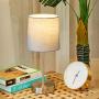 CO-Z USB Table Lamps Set of 2 with Gray Fabric Shade, Modern Bedside Lamps with 2A USB Port, Silver Matching Nightstand Lamps for Bedroom, Living Room, Office, Accent