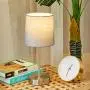 CO-Z USB Table Lamps Set of 2 with Gray Fabric Shade, Modern Bedside Lamps with 2A USB Port, Silver Matching Nightstand Lamps for Bedroom, Living Room, Office, Accent