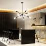 YAOHONG Sputnik Chandelier Mount Ceiling Light 8 Lights Modern Ceiling Light Fixture Black Retro Industrial Pendant Lighting for Dining Room Kitchen Living Room Bedroom