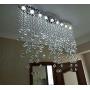 APBEAM Modern Crystal Raindrop Chandelier, Flush Mount Chandelier Crystal Ceiling Light for Dining Room Living Room W8''H40''
