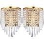 HOMWEERUN A Pair Left Right 2Pcs E12 Modern K9 Crystal Mirror Stainless Steel Wall Lights Wall Lamps Sconce Night Light Lamps Fixtures Lights with Switch for Hallway Bedside Living Room (Gold)