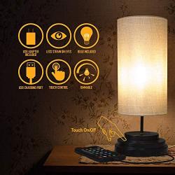 Amazon Brand – Aultra LED Touch Table LAMP - Table Lamp Shade with Dimmable Touch Control Features & Phone Charging Port Used for Nightstand, Desk Lamp, & Bedroom Decor Light w/ Adapter