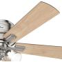 HUNTER 54209 Crestfield Indoor Low Profile Ceiling Fan with LED Light and Pull Chain Control, 52'', Brushed Nickel