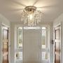 Q&S Mini Crystal Chandelier, Small Chandelier Ceiling Lights, Modern Chrome Flush Mount Ceiling Light Fixture for Hallway, Entryway, Bedroom, Foyer, Bathroom, Kitchen, W9.5'',1 Light E12.
