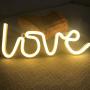 Fancci Love Neon Sign, Decorative Love Neon Signs for Wall Decor, Cute Neon Light Sign, USB/Battery Led Signs Neon Lights for Bedroom, Kids Room, Party, Birthday, Christmas (Warm-White)