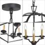 LALUZ 3-Light Lantern Chandelier Light Fixture in Black and Gold Finish, Modern Industrial Lantern Square Cage Pendant Light for Kitchen Island Foyer Entryway Bedroom