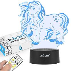 UbiKORT 3D Unicorn Lamp, Cute Unicorn Gifts for Girls, Great Unicorn Night Light for Girl Bedroom, Perfect Birthday Gift and Party Decor | Unicorn Room Decor Gift | 7 Colors, IR Remote