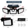 Solar Lights Outdoor with Motion Sensor, 3 Heads Security Lights Solar Powered, 70 LED Flood Light Motion Detected Spotlight for Garage Yard Entryways Patio, IP65 Waterproof 2 Pack