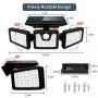 Solar Motion Sensor Lights Outdoor, 3 Heads Security Lights Solar Powered, 70 LED Flood Light Motion Detected Spotlight for Garage Yard Entryways Patio, IP65 Waterproof 1 Pack