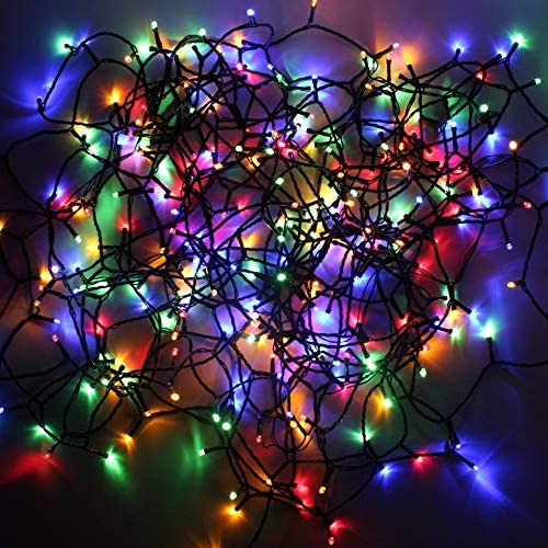 OZS-105FT 300LED Solar Lights Outdoor, Upgraded Durable Solar String Lights Outdoor Waterproof, 8 Modes Solar Christmas Lights for Wedding Patio Garden Tree Party (Multicolor)