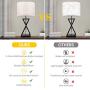 Geometrical Bedside Table Lamps Set of 2, 3-Color Bulbs Included Table Lamps Pack with Creamy Linen Lamp Shade Steady Metal Base, Nightlight Desk Lights Set for Living Room Bedroom Hotel - Shine Decor