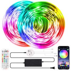 LED Strip Lights 65.6ft RGB LED Strip Lights SMD 5050 LED Lights,Music sync Color Changing Strip Lights with 40 Keys Remote+Bluetooth Controller Led Lights Strip for Home TV Party Decoration