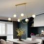 Glass Globe Sputnik Chandelier Modern 3 Light Molecule Pendant Lighting,G9 Mid Century Brass Finish Ceiling Lamp for Dining Room Hallway