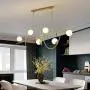 Glass Globe Sputnik Chandelier Modern 3 Light Molecule Pendant Lighting,G9 Mid Century Brass Finish Ceiling Lamp for Dining Room Hallway