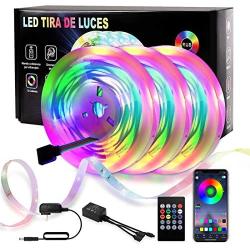 Ninge LED Strip Lights 50ft (15m) Music Sync Color Changing RGB Built-in Mic Bluetooth App Control Remote Control USB Powered Bias Lighting for Bedroom TV Party