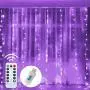 Funpeny Window Curtain String Light, 300 LED 8 Lighting Modes Fairy Lights Remote Control USB Powered, Waterproof Lights for Christmas Bedroom Party Wedding Home Garden Wall Decorations, Purple Funpeny Window Curtain String Light, 300 LED 8 Lighting Modes Fairy Lights Remote Control USB Powered, Waterproof Lights for Christmas Bedroom Party Wedding Home Garden Wall Decorations, Purple