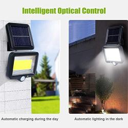 Solar Sensor Lights Outdoor, 100 LED COB Split Motion Sensor Wall Light, IP65 Waterproof Solar Power Lamp with Ajustable Solar Panel for Patio, Porch, Garage, Barn