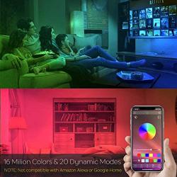 Color Changing LED Light Bulb 8W RGBW Controlled by APP, Sync to Music, Dimmable RGB Multi-Color 60 Watt Equivalent E26 Edison Screw (2 Pack)