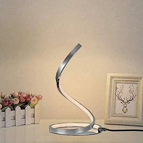 KARMIQI Dimmable LED Table Lamp for Bedroom, 7W Touch Control Table Lamp, Modern Spiral Bedside Nightstand Lamp for Living Room