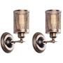 Wall Sconce Industrial Vintage Light 2 Pack, MOONKIST Rustic Fixtures Edison Style Wall Light LED Retro Metal Single Head for Garage Gate Porch Adjustable Wall lamp Cage Nets (No Bulb)