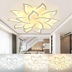 Dimmable LED Chandelier Modern Metal Acrylic with Remote Control Flush Mount Ceiling Lamp Living Room Chandelier Chic Design Kitchen Hanging Lamp Bedroom（15 Lights）