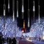 JMEXSUSS Christmas Lights Meteor Shower Rain Lights Solar Powered Meteor Shower Lights 30cm 8 Tube 144 LEDs, Meteor Lights Led Falling Rain Light for Xmas Tree Weeding Party(White)