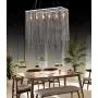 Meenyo Crystal Chandelier Lighting 6 Light Modern Rectangular Crystal Raindrop Chandelier High Ceiling Chrome for Dining Room Living Room Bedroom