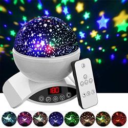 Aisuo Night Light, Rechargeable Star Lighting Lamp with Timer Design, Remote Control & Rotating, Color Changing, Room Decor.