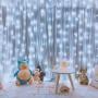 String Lights Curtain,USB Powered Fairy Lights for Bedroom Wall Party,8 Modes & IP64 Waterproof Ideal for Outdoor Thanksgiving Christmas Decorations (White,7.9Ft x 5.9Ft)