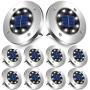 Solar Ground Lights, 10 Packs 8 LED Solar Disk Lights Outdoor IP65 Waterproof Bright In-Ground Solar Garden Lights, Landscape Disk Lights for Steps Patio Lawn Yard Pathway Deck (Cold White)