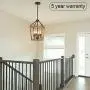 Rustic Chandelier 4-Lights,Adjustable Height Farmhouse Chandelier Light Fixture for Dining Room, Kitchen, Hallway and Entryway, UL Listed