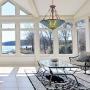 Capulina Tiffany Dining Table Lights, 3-Light Hanging Tiffany Style Lamp, Stained Glass Dining Room Lights, 24.4 Inches Wide Large Tiffany Inverted Ceiling Pendant Light for Foyer Living Room.