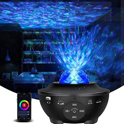 Galaxy Projector Star Projector Night Light with Bluetooth Music Speaker and Remote Control Smart APP Work with Alexa Google Home Galaxy 360 Pro Star Projector for Ceiling Bedroom for Baby Kids Adult