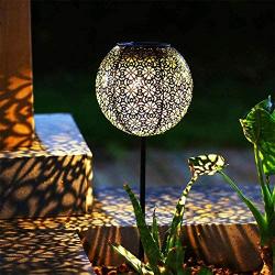 Ulmisfee Garden Solar Lights Pathway Outdoor Solar Stakes Lights, Waterproof Decorative Metal Olive Lights for Yard, Lawn, Patio, Courtyard (Garden Solar Lights C)