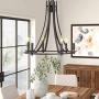 Emliviar 6-Light Large Wagon Wheel Chandelier, Vintage Farmhouse Pendant Light in Oil Rubbed Bronze Finish, 010-6 ORB