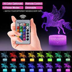 Unicorn Gift Unicorn Night lamp for Kids, 3D Light 7 Colors Change with Remote Holiday and Birthday Gifts Ideas for Children Girl (Unicorn2)