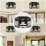 HMVPL Farmhouse Flush Mount Ceiling Lights Fixtures, Kitchen Close to Ceiling Lamp Industrial Edison Metal Pendant Lighting for Island Dining Room Hallway Bedroom (2-Lights)