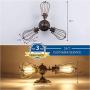 Industrial Flush Mount Ceiling Light Fixture, Rustic Rotatable Ceiling Lighting in Golden Bronze, Vintage 3-Light Wire Cage Sconce Wall Lighting for Farmhouse Bedroom Living Room Café, 1 Pack