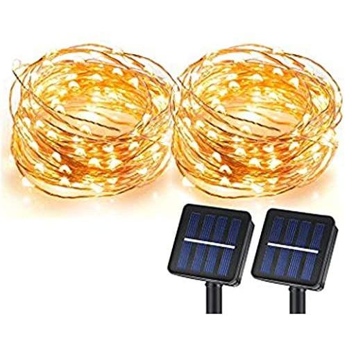Solar String Lights, Sunlitec 100 LEDs Starry String Lights, Copper Wire Solar Lights Ambiance Lighting for Outdoor, Gardens, Homes, Dancing, Christmas Party 2 Pack Solar String Lights, Sunlitec 100 LEDs Starry String Lights, Copper Wire Solar Lights Ambiance Lighting for Outdoor, Gardens, Homes, Dancing, Christmas Party 2 Pack