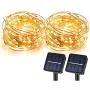 Solar String Lights, Sunlitec 100 LEDs Starry String Lights, Copper Wire Solar Lights Ambiance Lighting for Outdoor, Gardens, Homes, Dancing, Christmas Party 2 Pack
