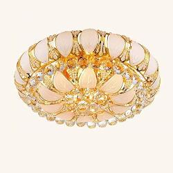 Diameter 23.6 Crystal Chandeliers Ceiling Light with Remote Control 3 Color Lights, Modern Gold Luxury LED Pendant Hanging Lamp Fixture with 5 E14 Base for Living Room Dining Room Corridor Hotel
