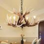 EFFORTINC Vintage Style Resin Deer Horn Antler Chandeliers,4 Lights(Bulbs Not Included)