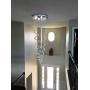 Saint Mossi Modern K9 Crystal Raindrop Chandelier Lighting Flush Mount LED Ceiling Light Fixture Pendant Lamp for Dining Room Bathroom Bedroom Livingroom Double Swirl 8 GU10 Bulbs Required H86 W24
