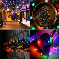 C6 Led Christmas String Lights, 33 Feet Outside Waterproof Lights with 25 Led Strawberry (2 Spare) Replaceable Light Extendable Green Wire Light for Indoor Outdoor Party Tree Decor (Multicolor)
