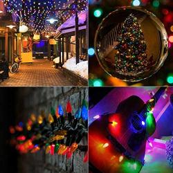 C6 Led Christmas String Lights, 33 Feet Outside Waterproof Lights with 25 Led Strawberry (2 Spare) Replaceable Light Extendable Green Wire Light for Indoor Outdoor Party Tree Decor (Multicolor)