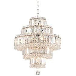 Talitha Chrome Crystal Chandelier 18 1/2'' Wide 18-Light Fixture for Dining Room House Foyer Kitchen Island Entryway Bedroom Living Room - Vienna Full Spectrum